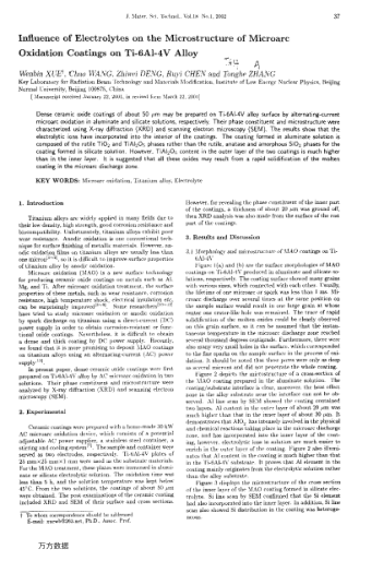 Influence of Electrolytes on the Microstructure of Microarc Oxidation Coatings on Ti-6Al-4V Alloy