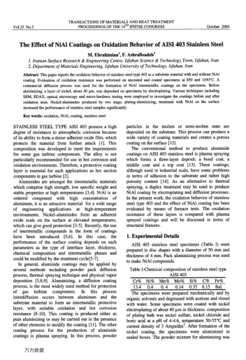 The Effect of NiAl Coatings on Oxidation Behavior of AISI 403 Stainless Steel
