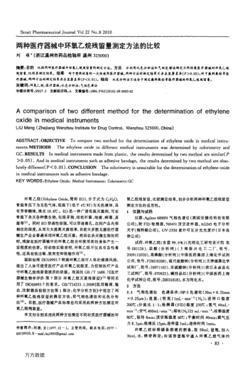 兩種醫(yī)療器械中環(huán)氧乙烷殘留量測(cè)定方法的比較