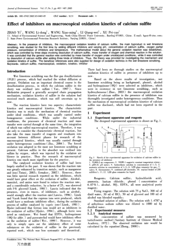 Effect of inhibitors on macroscopical oxidation kinetics of calcium sulfite