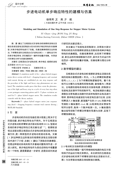 步進(jìn)電動(dòng)機(jī)單步響應(yīng)特性的建模與仿真