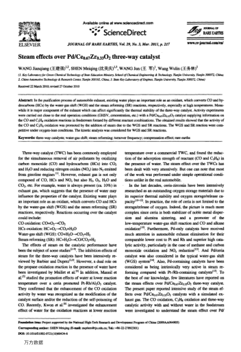 Steam effects over Pd/Ce0.67Zr0.33O2 three-way catalyst