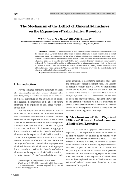The Mechanism of the Eeffect of Mineral Admixtures on the Expansion of Aalkali-silica Reaction