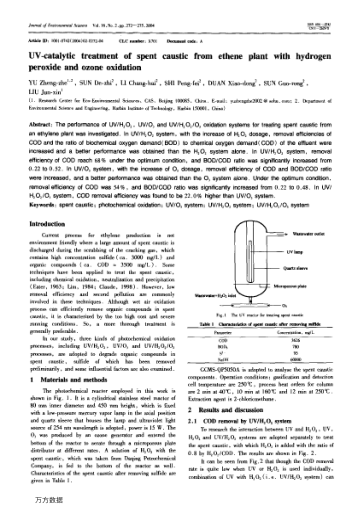 UV-catalytic treatment of spent caustic from ethene plant with hydrogen peroxide and ozone oxidation