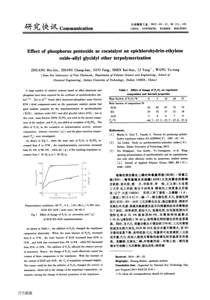 助催化劑五氧化二磷對(duì)環(huán)氧氯丙烷(ECH)-環(huán)氧乙烷(EO)-烯丙基縮水甘油醚(AGE)三元共聚合的影響