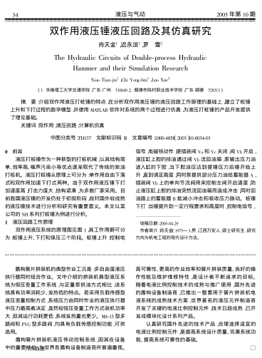 雙作用液壓錘液壓回路及其仿真研究