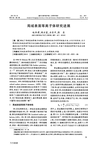 局域表面等離子體研究進(jìn)展