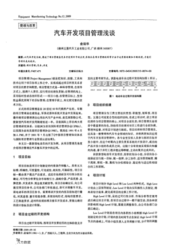 汽車(chē)開(kāi)發(fā)項(xiàng)目管理淺談