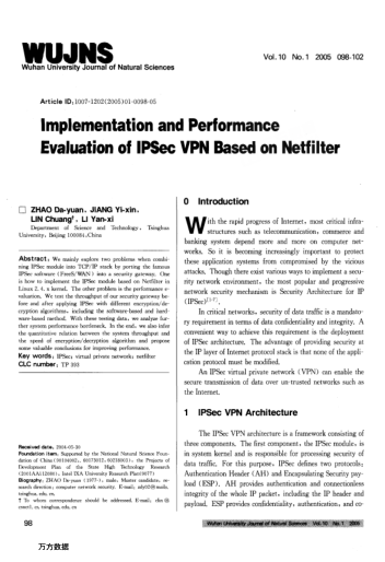 Implementation and Performance Evaluation of IPSec VPN Based on Netfilter