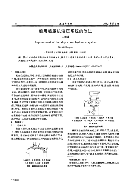船用起重機(jī)液壓系統(tǒng)的改進(jìn)