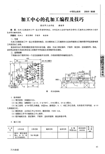 加工中心的孔加工編程及技巧