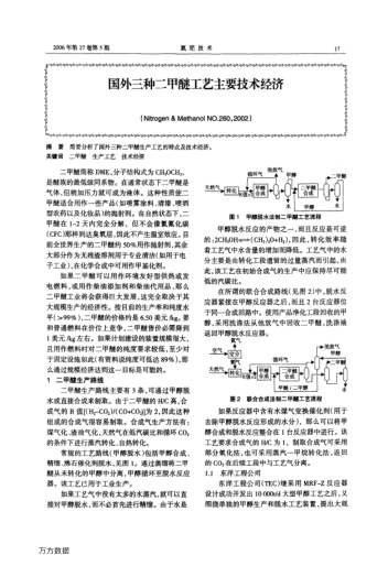 國(guó)外三種二甲醚工藝主要技術(shù)經(jīng)濟(jì)