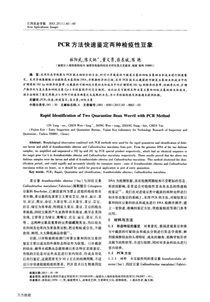 PCR方法快速鑒定兩種檢疫性豆象