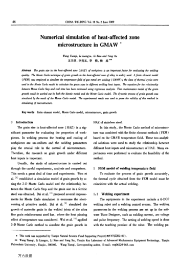 Numerical simulation of heat-affected zone microstructure in GMAW