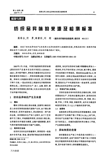 紡織品異味的來(lái)源及檢測(cè)標(biāo)準(zhǔn)