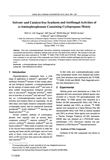 Solvent-and Catalyst-free Synthesis and Antifungal Activities of α-Aminophosphonate Containing Cyclo
