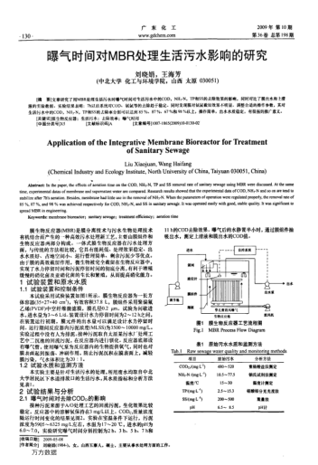 曝氣時間對MBR處理生活污水影響的研究