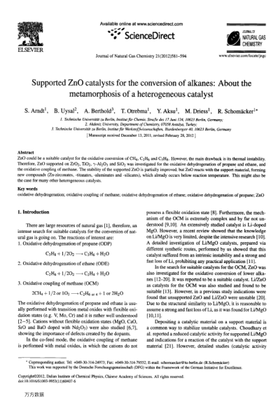 Supported ZnO catalysts for the conversion of alkanes: About the metamorphosis of a heterogeneous ca