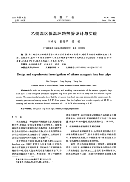 乙烷溫區(qū)低溫環(huán)路熱管設(shè)計與實驗
