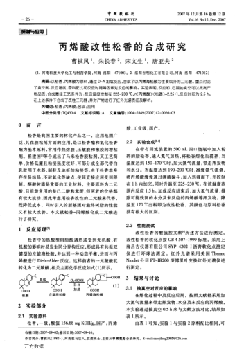 丙烯酸改性松香的合成研究