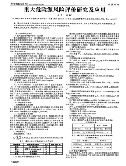 重大危險(xiǎn)源風(fēng)險(xiǎn)評(píng)價(jià)研究及應(yīng)用