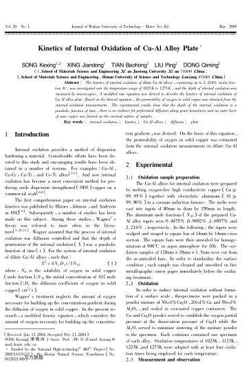 Kinetics of Internal Oxidation of Cu-Al Alloy Plate