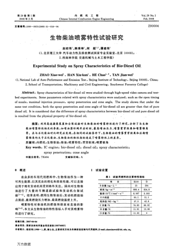生物柴油噴霧特性試驗研究