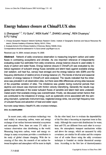Energy balance closure at ChinaFLUX sites