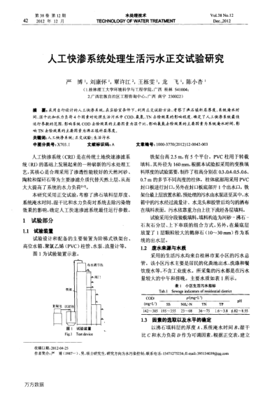 人工快滲系統(tǒng)處理生活污水正交試驗研究