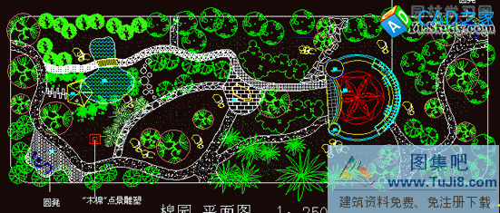 自然式小游園CAD圖紙