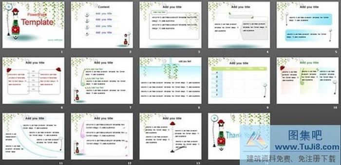 卡通柳條女孩背景PPT模板下載
