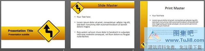 黃色交通警示PowerPoint模板