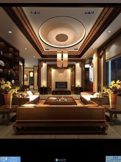 中國風(fēng)別墅全套CAD施工圖帶效果圖