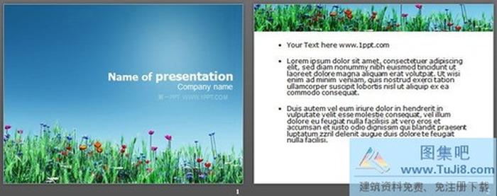 精美花叢PPT模板下載