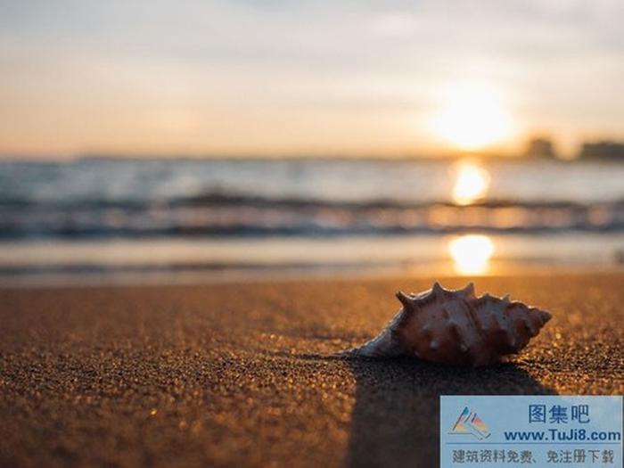 夕陽下的沙灘ppt背景圖片