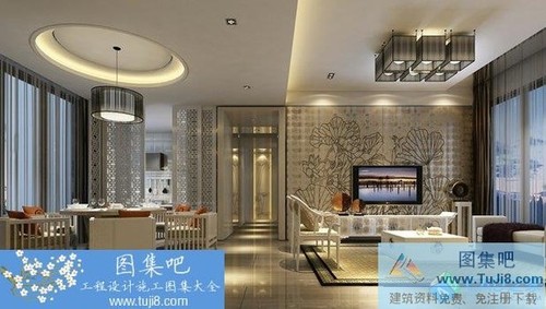 惠州城市廣場10A樣板房新中式施工圖+效果圖