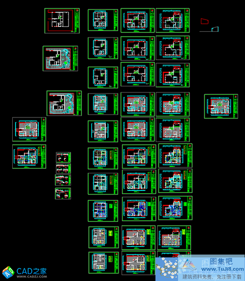 石竹山水園別墅施工圖CAD圖紙