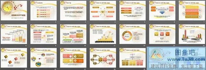 淡雅時鐘背景的時間似水PPT模板