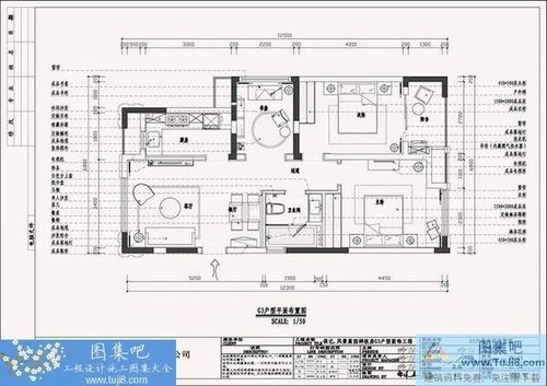 風(fēng)景晨園G3戶型樣板房現(xiàn)代風(fēng)格施工圖附效果圖