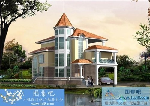 三層別墅施工圖 碧水天源別墅總圖及效果圖