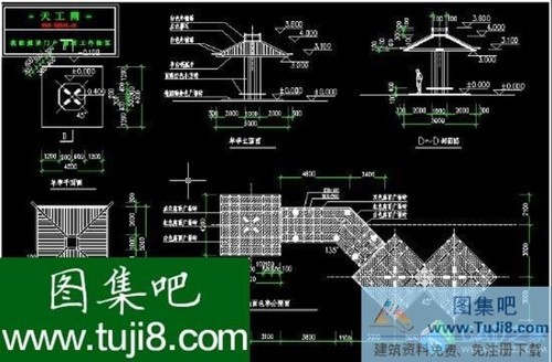 整套景觀施工圖亭橋花架廊詳圖