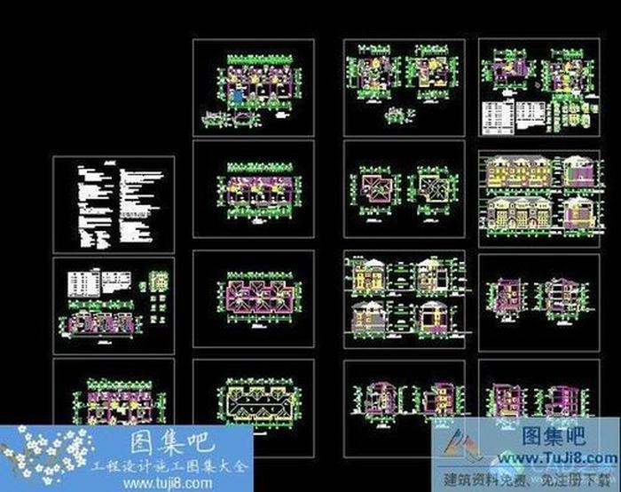 獨棟聯(lián)排別墅建筑設(shè)計方案CAD施工圖