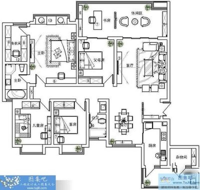 靜月聽禪滿庭芳中式裝修施工圖及效果圖