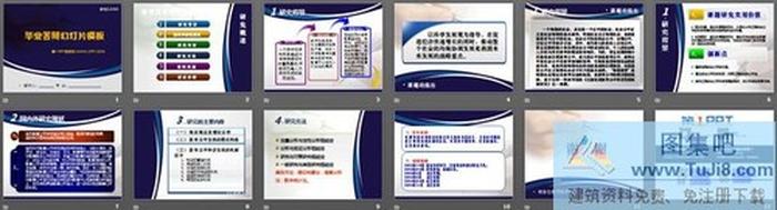 藍色經(jīng)典風格的研究生畢業(yè)答辯PPT模板