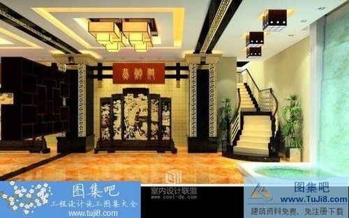 中餐館全套裝修CAD施工圖附效果圖
