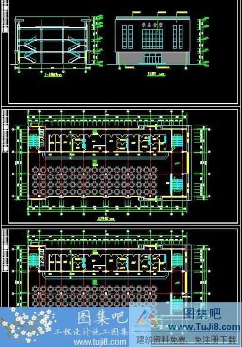 高中食堂建筑施工圖CAD圖紙