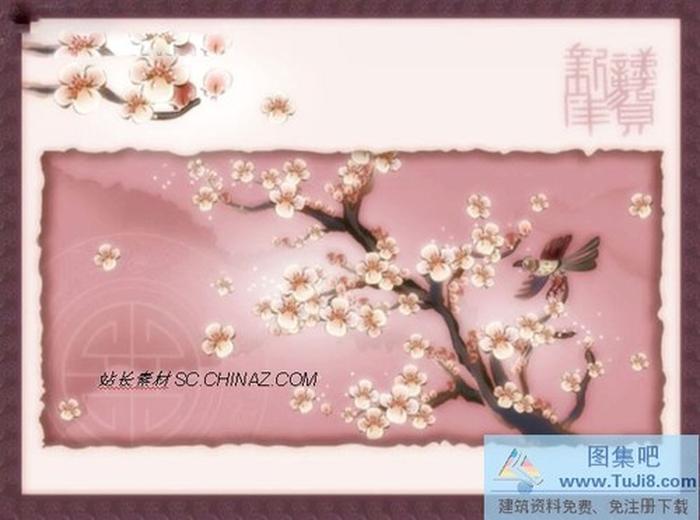 古典桃花PPT模板