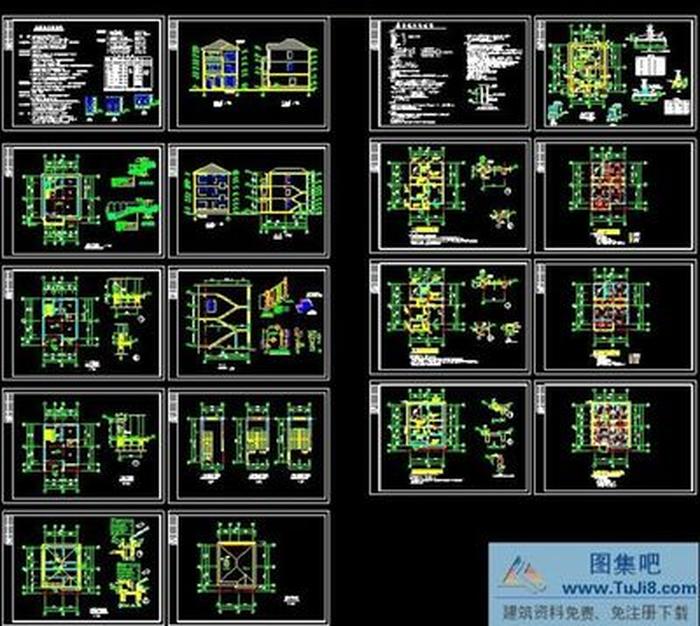 300平方米三層別墅設(shè)計全套施工cad圖.dwg