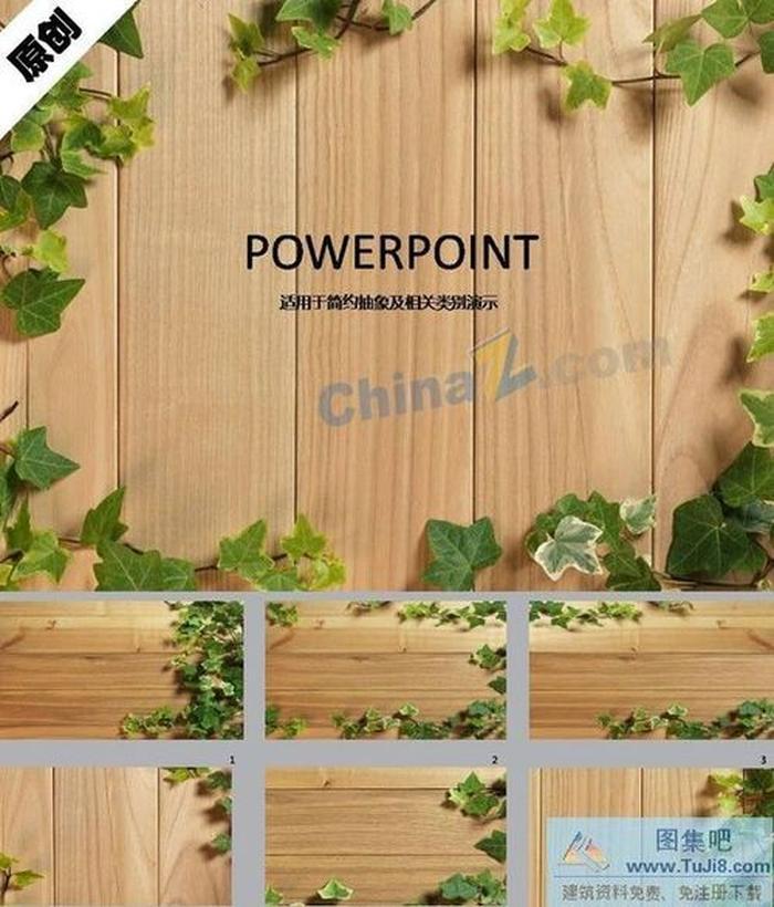 蔓藤綠葉ppt背景圖片