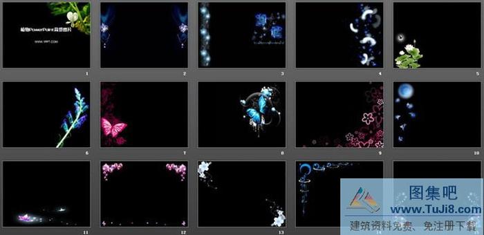 二十二張黑色植物PowerPoint背景圖片